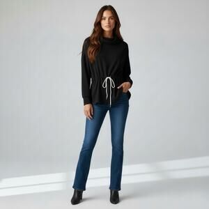 La Verde size Large Black Cowel Neck sweater sweatsher versatile nordstrom Woman